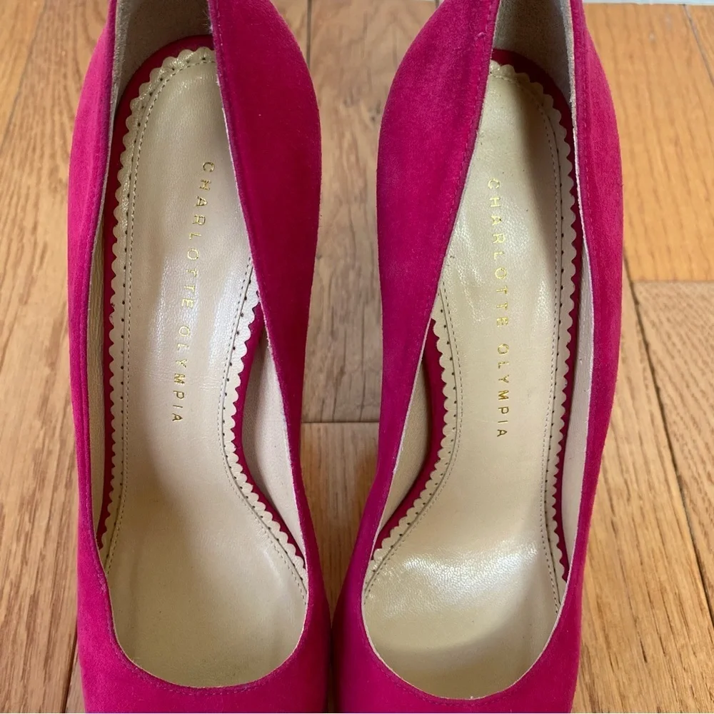 Charlotte Olympia Dolly platform heels pink suede‎ size 40